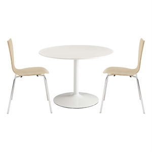 Revolve 3 Piece Dining Set in White Natural