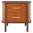 Coralie 2-Drawer Curved Vegan Leather Nightstand in Walnut Tan