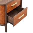 Coralie 2-Drawer Curved Vegan Leather Nightstand in Walnut Tan