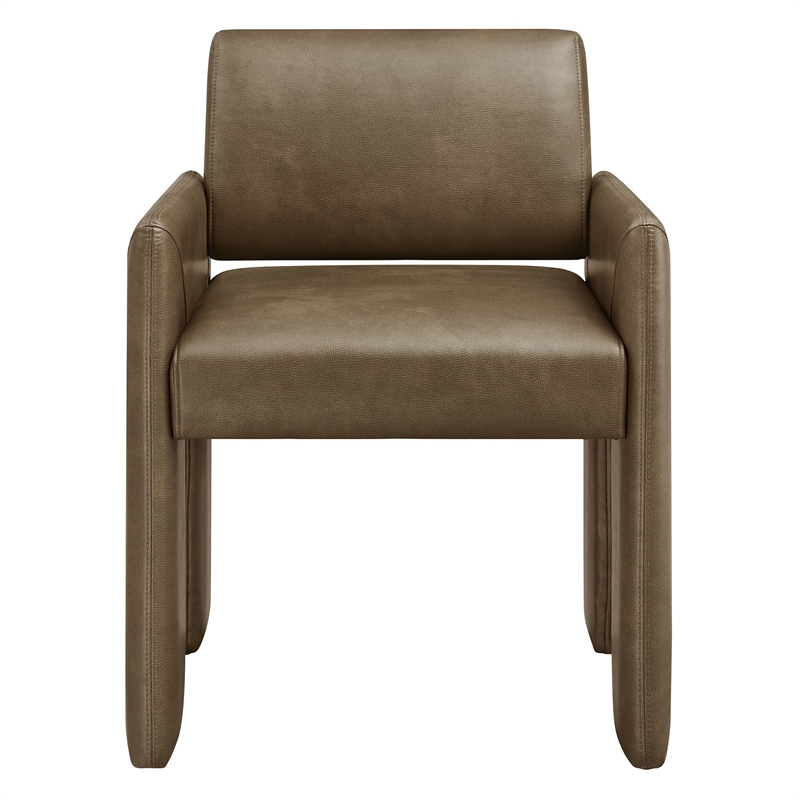 Daven Vegan Leather Dining Armchair in Mushroom