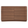 Mirae 6-Drawer Curved Dresser in Brushed Brown Oak