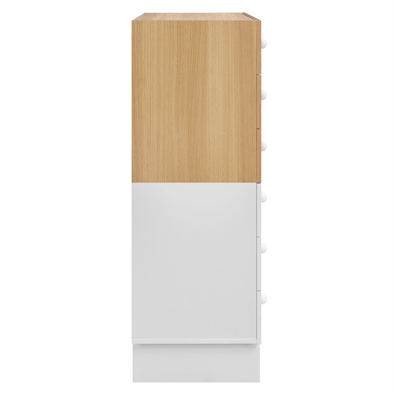 Nolia 6-Drawer Color Block Dresser Chest in Oak White