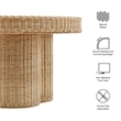 Ainsley 32 Inch Round Natural Rattan Coffee Table in Natural