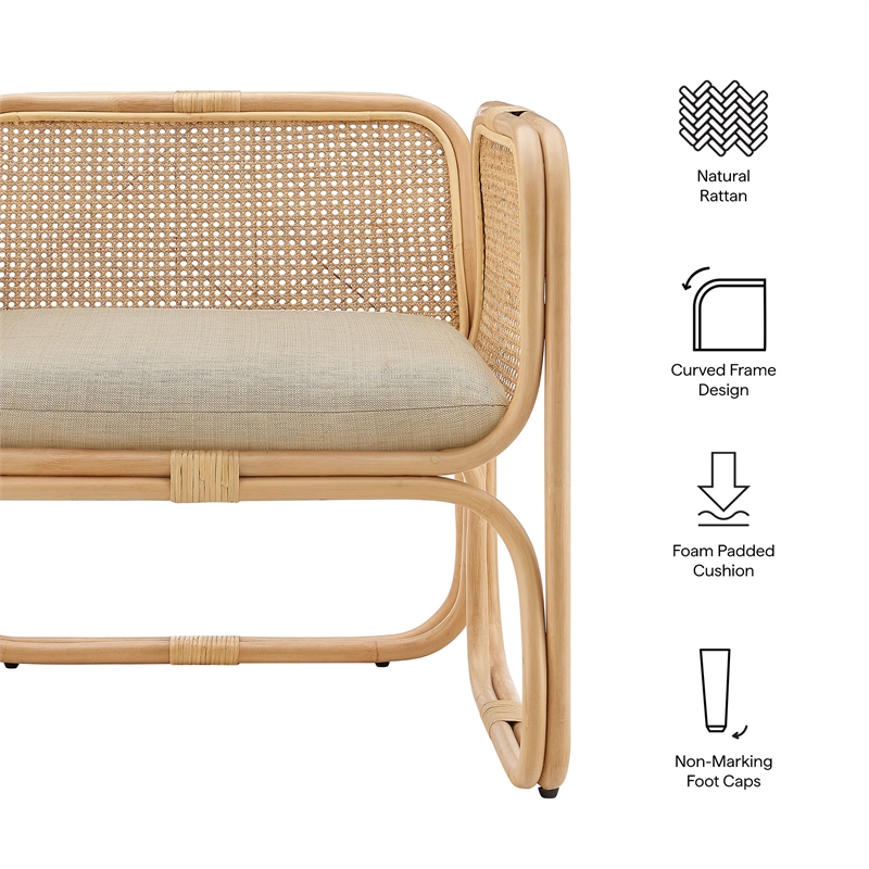 Ellis Natural Rattan Accent Armchair in Natural