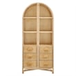 Jane 71 Inch Tall Arched Natural Rattan Bookshelf in Natural