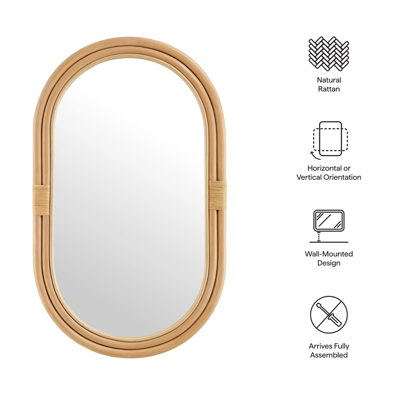 Corsica Oval Rattan Wall Mirror in Natural
