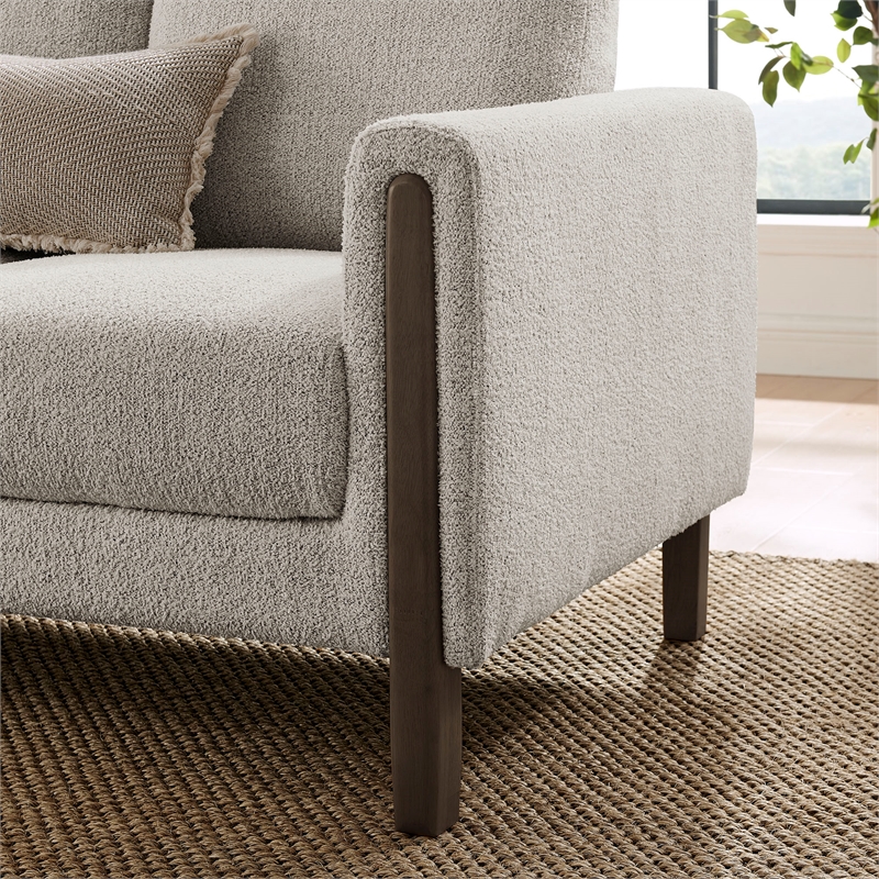 Hawken Boucle Fabric Sofa in Parchment Espresso
