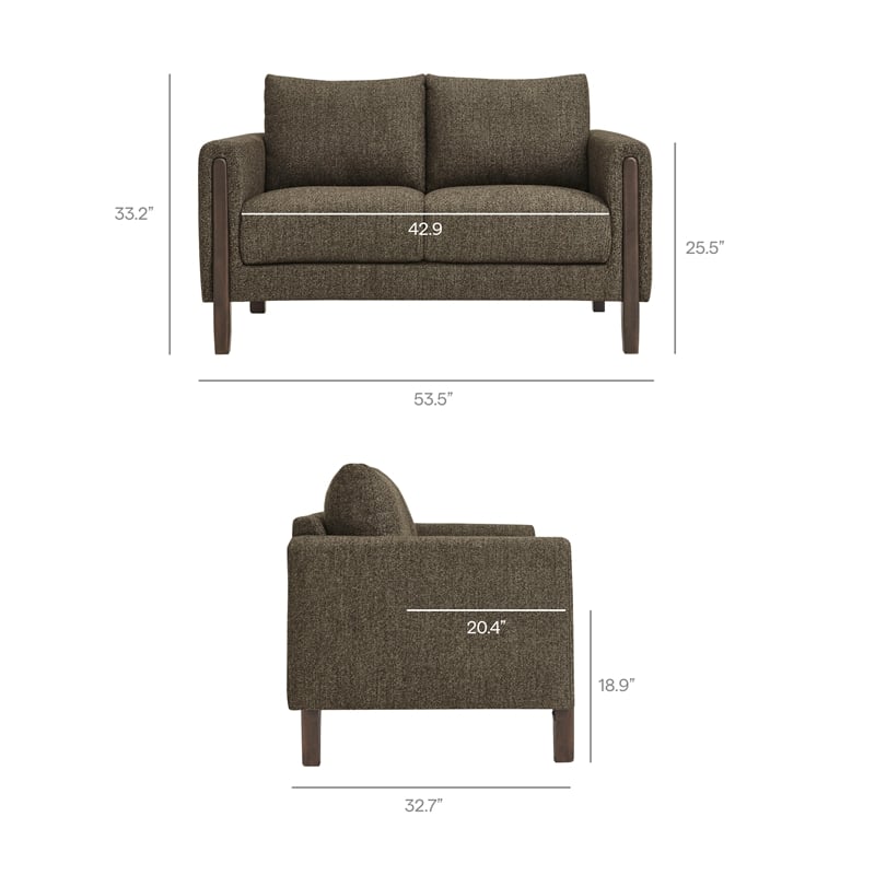 Hawken Boucle Fabric Loveseat in Antique Espresso
