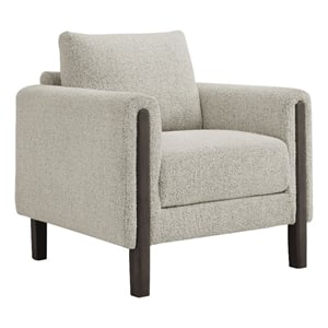 Hawken Boucle Fabric Accent Armchair in Parchment Espresso