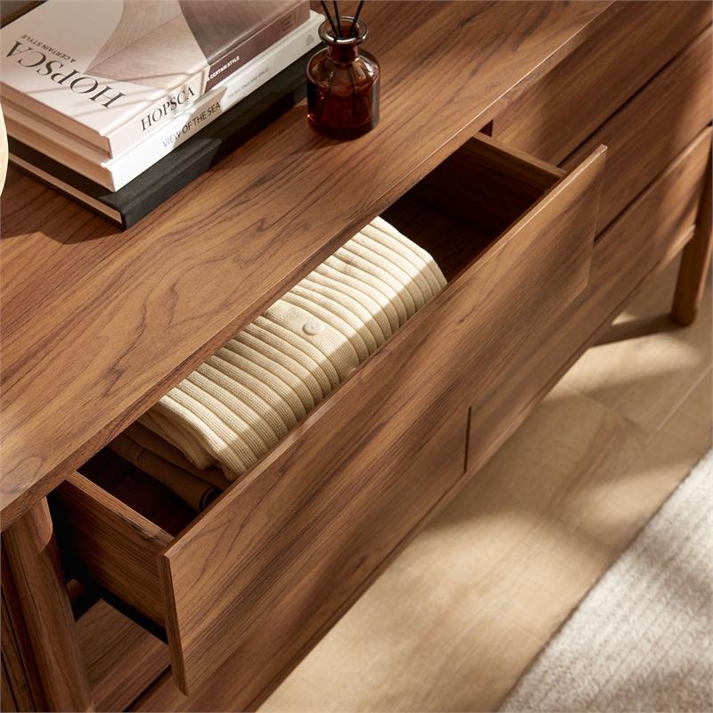 cadence 6-drawer curved dresser in walnut