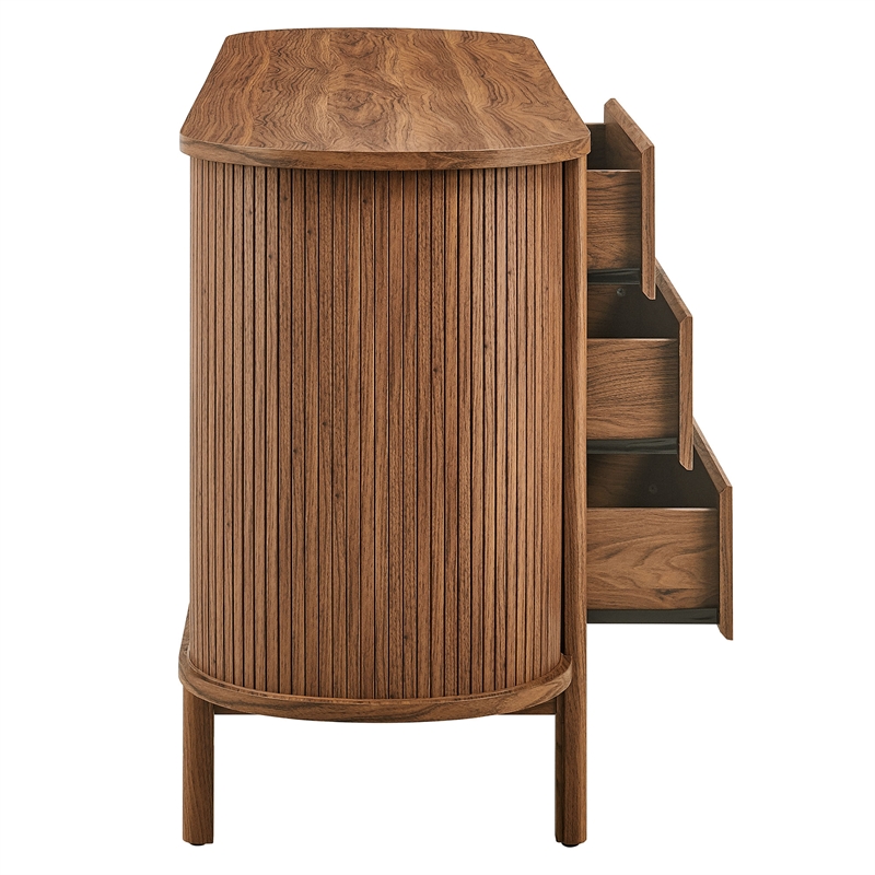 cadence 6-drawer curved dresser in walnut