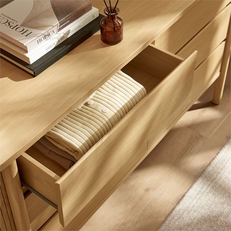 Cadence 6-Drawer Curved Dresser in Oak
