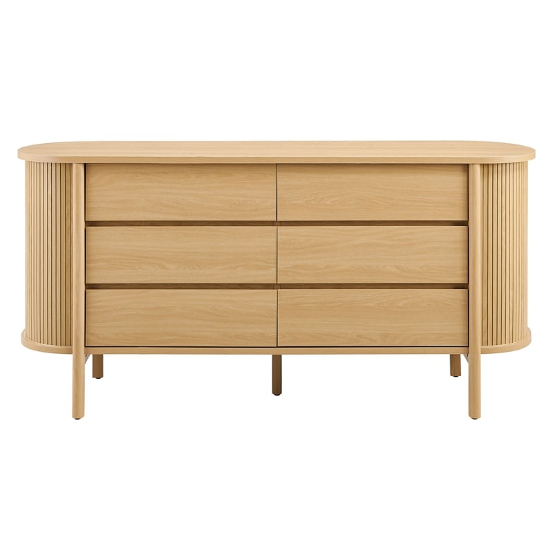 Cadence 6-Drawer Curved Dresser in Oak