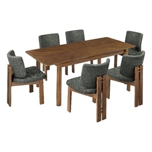 Modway Alba 7-Piece Extendable Dining Set in Walnut/Charcoal