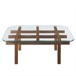Isby 35 Inch Tempered Glass Coffee Table in Walnut