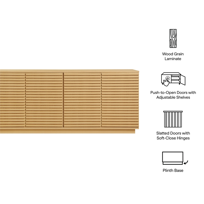 Render 4-Door Fluted Sideboard Cabinet TV Stand in Oak