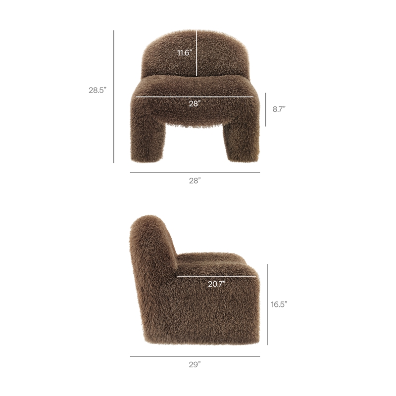 Mina Faux Fur Accent Chair in Brown