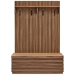 Render Fluted 3-in-1 Hall Tree With Storage Bench and Coat Rack in Walnut