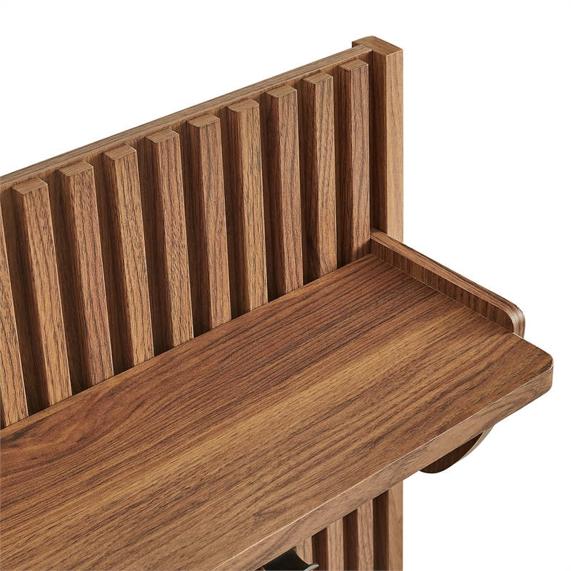 Render Fluted Coat Rack Panel With Shelf in Walnut