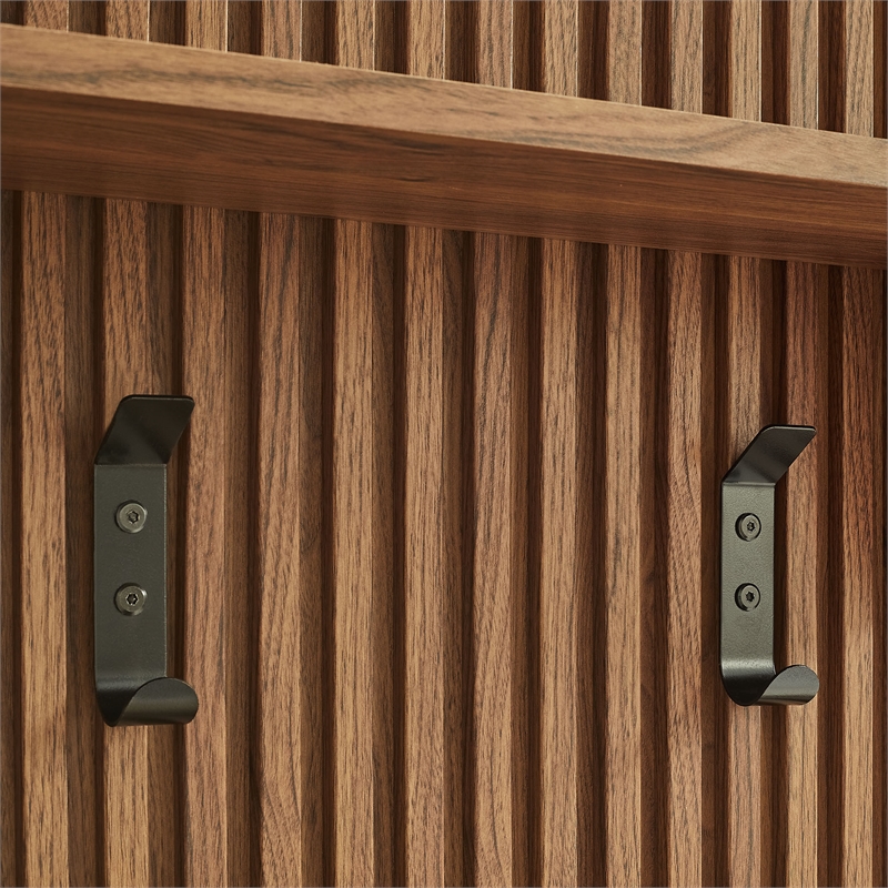 Render Fluted Coat Rack Panel With Shelf in Walnut
