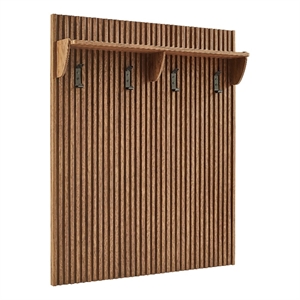 Render Fluted Coat Rack Panel With Shelf in Walnut