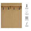 Render Fluted Coat Rack Panel With Shelf in Light Oak
