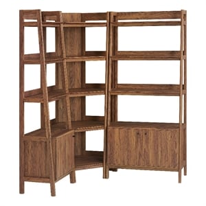 Modway Bixby 3 Piece Corner Bookshelf Set With Wide and Narrow Bookshelves