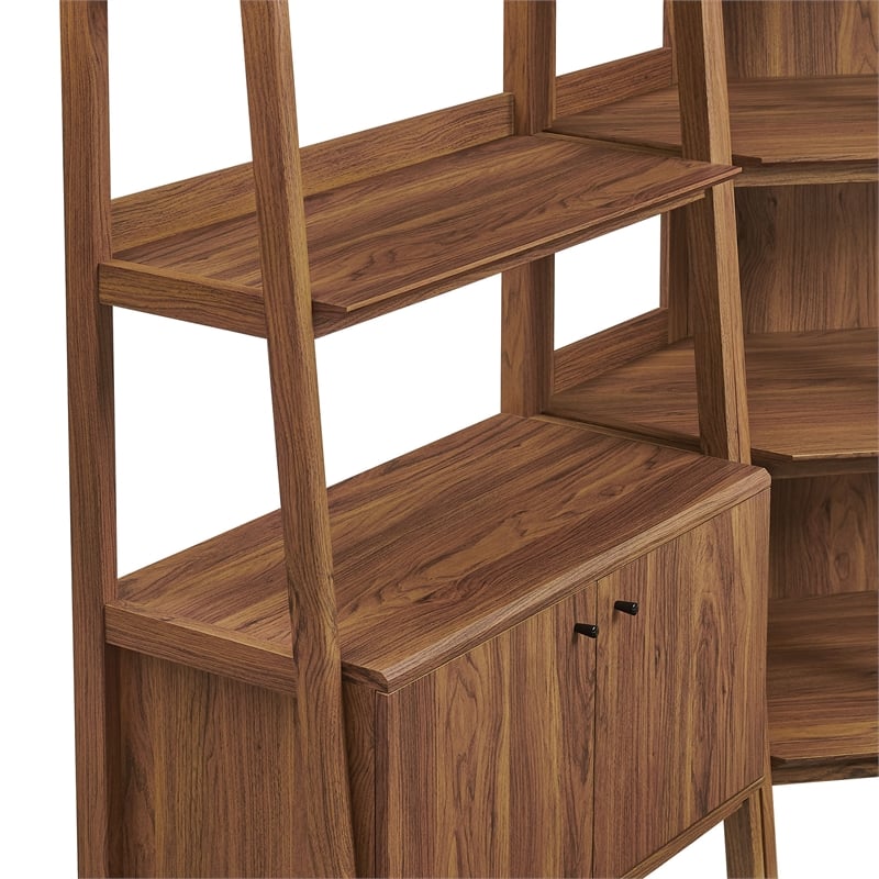 Bixby 3-Piece Corner Bookshelf Set with Wide Bookshelves in Walnut