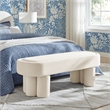 Mossi Oval Performance Velvet Accent Bench in Alabster