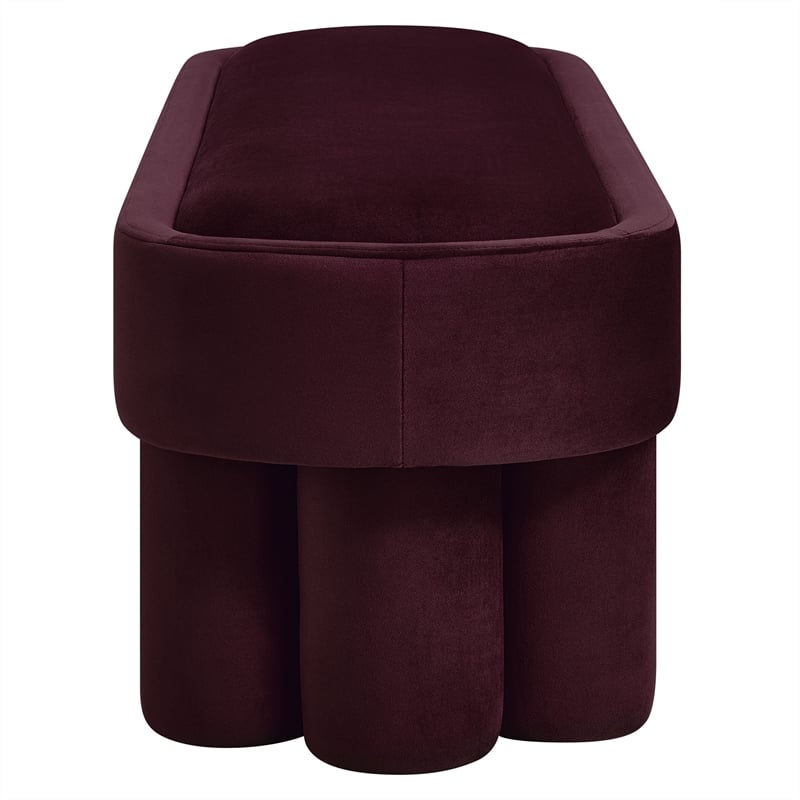 Mossi Oval Performance Velvet Accent Bench in Mulberry