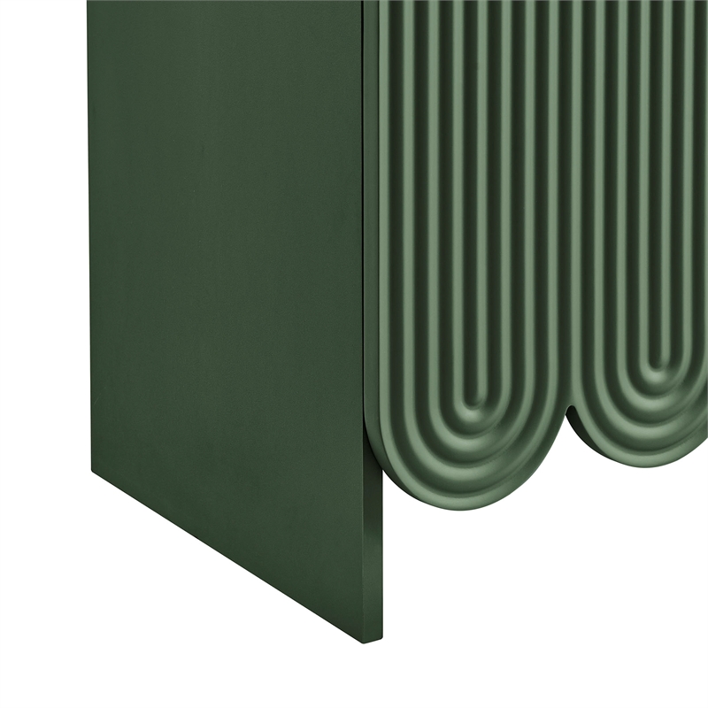 Dahlia 78 Inch Fluted and Scalloped Arched Storage Cabinet in Hunter Green