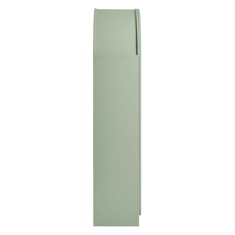 Dahlia 78 Inch Fluted and Scalloped Arched Storage Cabinet in Sage
