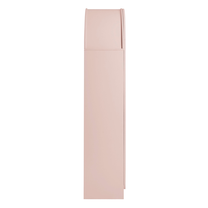 Dahlia 78 Inch Fluted and Scalloped Arched Storage Cabinet in Soft Pink