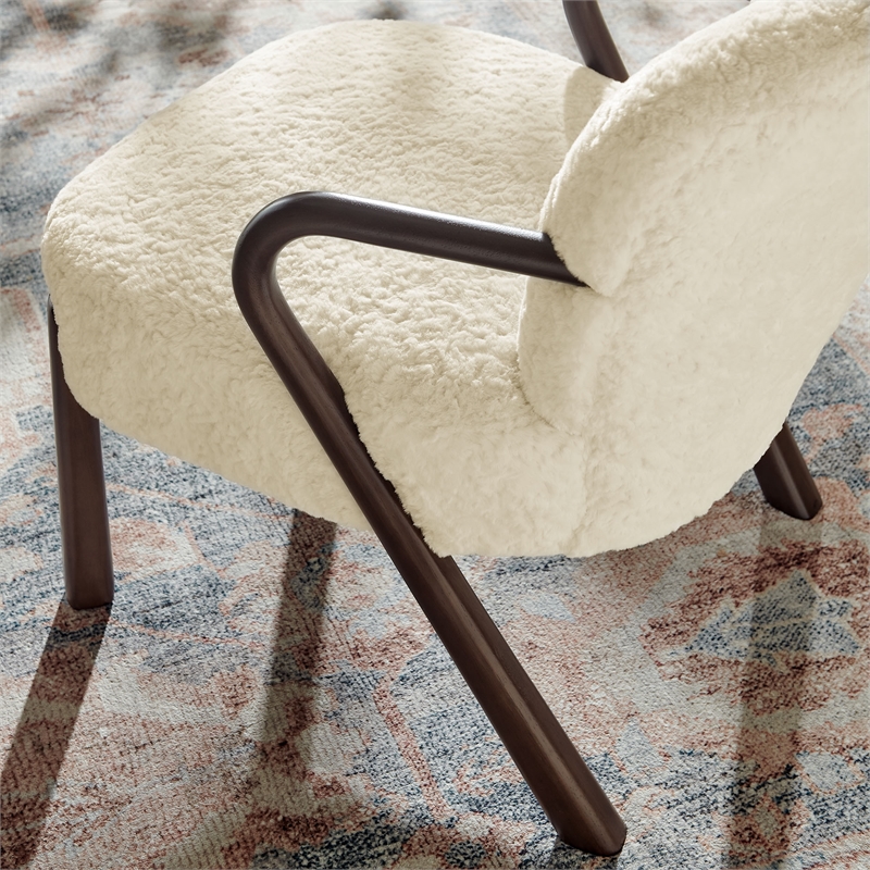 Arden Faux Shearling Accent Armchair in Ecru