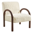Lunet Faux Shearling Accent Armchair in Ecru