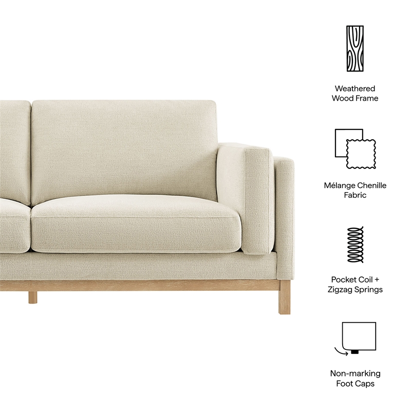 Modway Roscoe 81 inch Fabric Sofa in White