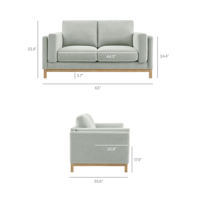 Modway Roscoe 63 inch Fabric Loveseat in Gray