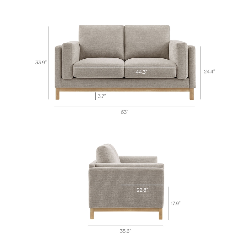 Modway Roscoe 63 inch Fabric Loveseat in Gray
