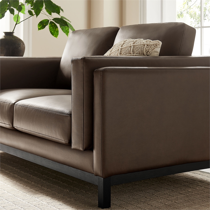 Modway Roscoe 63 inch Vegan Leather Loveseat in Brown
