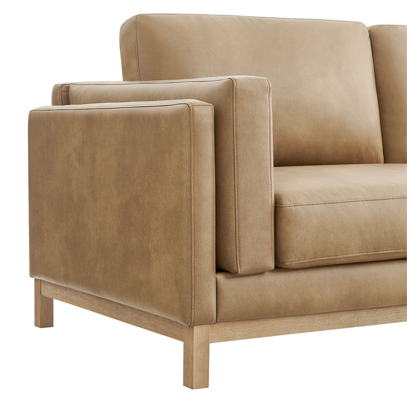 Modway Roscoe 63 inch Vegan Leather Loveseat in Brown