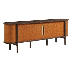 Modway Coralie Curved 71&quot Vegan Leather Oval TV Stand in Brown