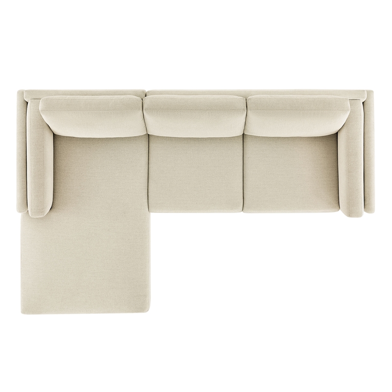 Modway Roscoe Left-Facing Fabric Sectional Sofa with Chaise in White
