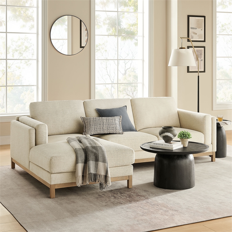 Modway Roscoe Left-Facing Fabric Sectional Sofa with Chaise in White