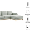 Modway Roscoe Right-Facing Fabric Sectional Sofa with Chaise in Gray