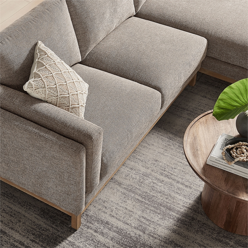 Modway Roscoe Right-Facing Fabric Sectional Sofa with Chaise in Gray