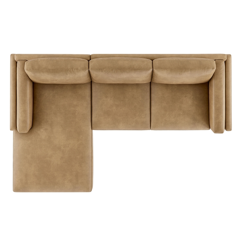 Modway Roscoe Left-Facing Vegan Leather Sectional Sofa with Chaise in Brown