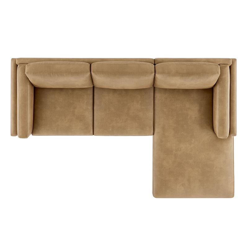 Modway Roscoe Right-Facing Vegan Leather Sectional Sofa with Chaise in Brown