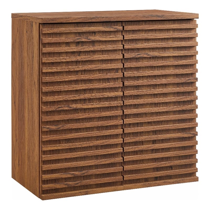 Modway Render Wall Mounted Bathroom Cabinet in Brown
