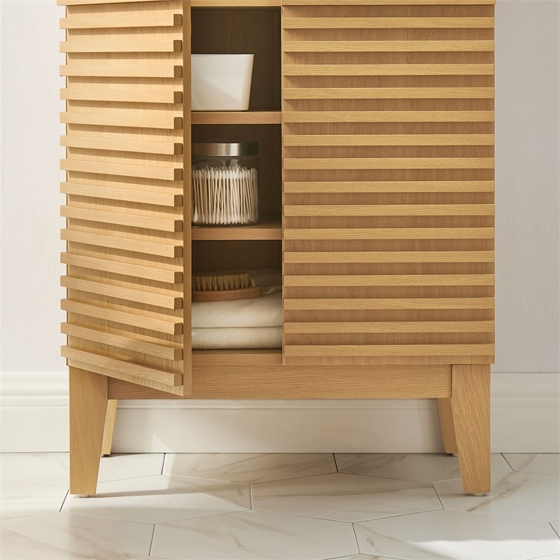 Modway Render Freestanding Bathroom Storage Cabinet in Brown