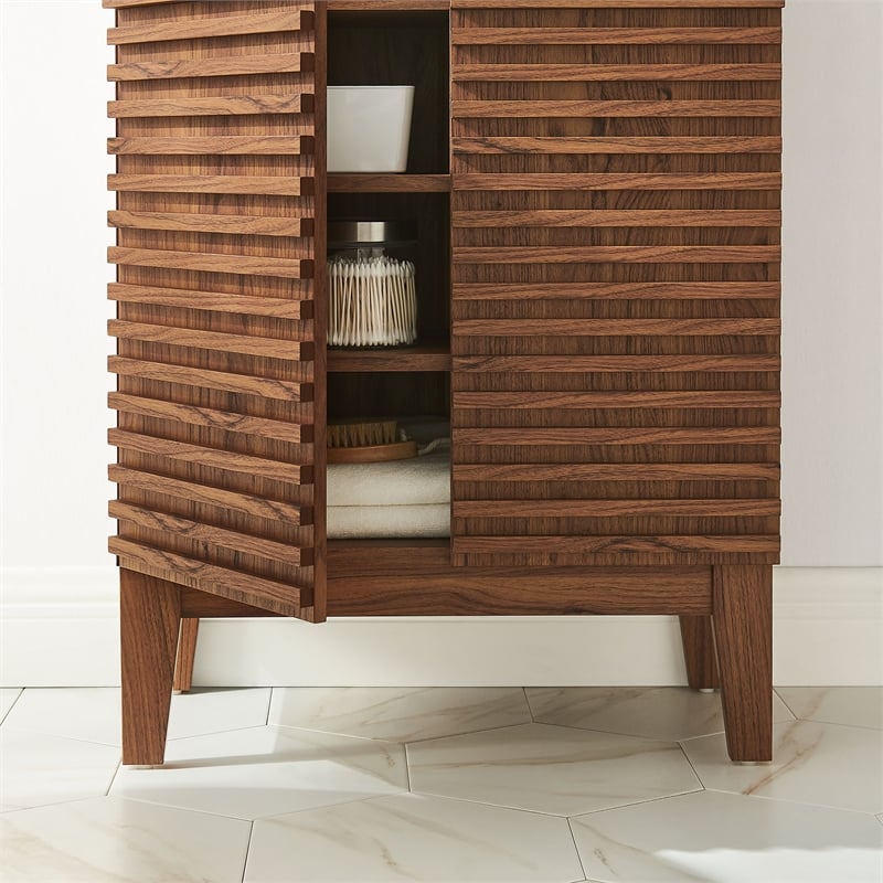 Modway Render Freestanding Bathroom Storage Cabinet in Brown